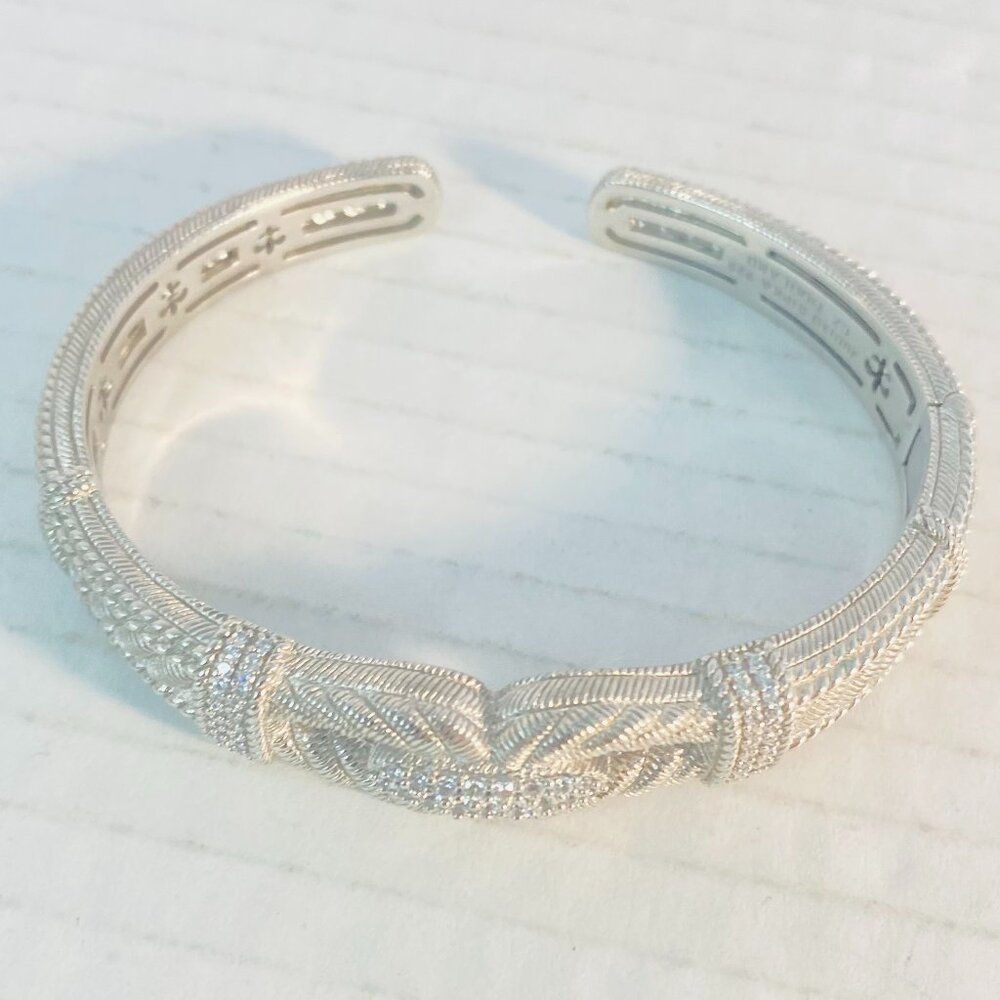 Vintage Judith Ripka Sterling Silver Cuff–Braided CZ Rope Design | 925 Thailand